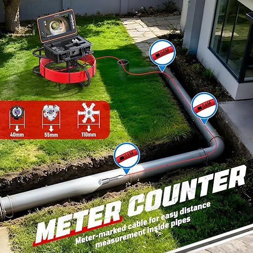 HBUDS Sewer Camera 100ft, Self Leveling Drain Camera - Image 4
