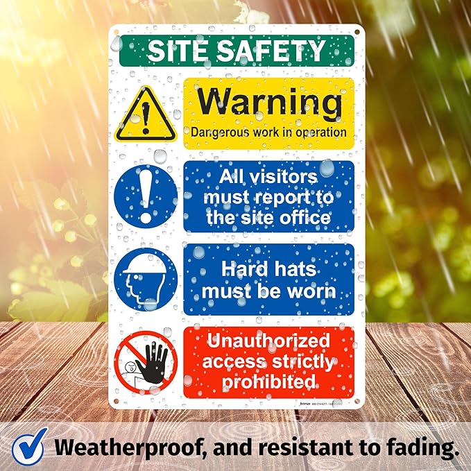 Brimar - 12" x 18" - Construction Site Safety Sign - .063″ White Rust-Free - Image 5