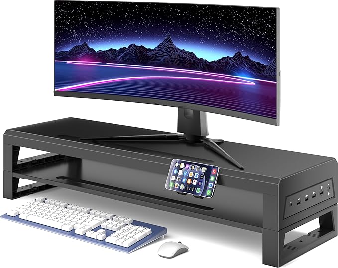 GECKOSTROLL 2-Tier Metal Computer monitor stand Laptop Desk Shelf & Monitor by Unknown