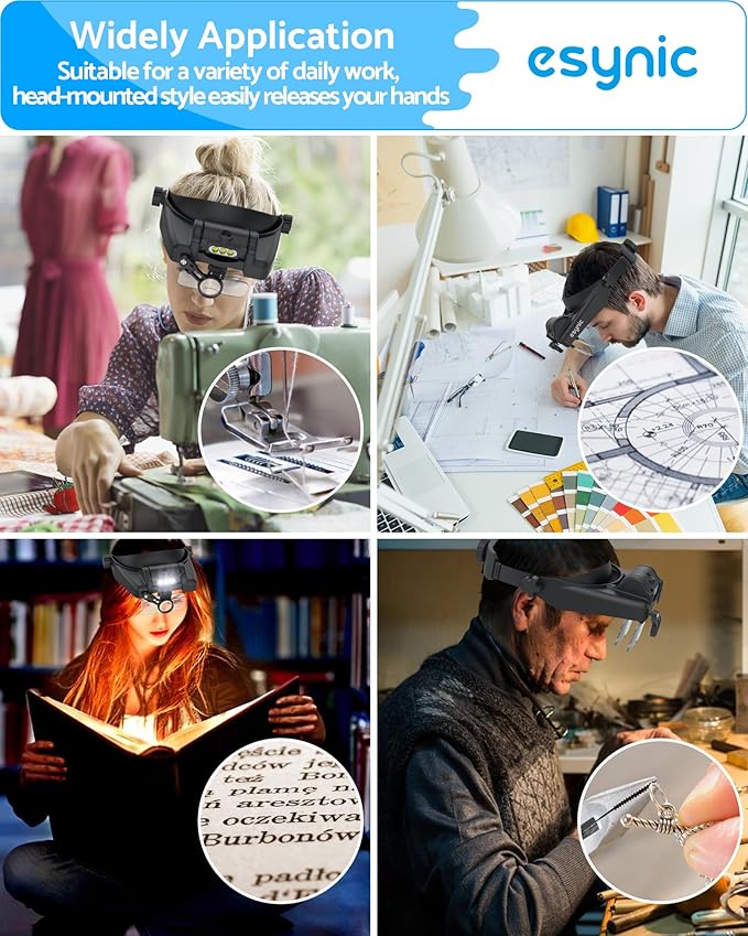 eSynic Type-C Rechargeable Magnifying Glasses Headset-Up to 14X Magnification-5 - Image 7