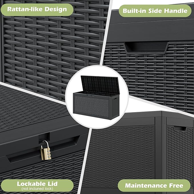 Outdoor Storage Box, 60 Gallon Outside Deck Box Waterproof, Resin Outdoor - Image 7