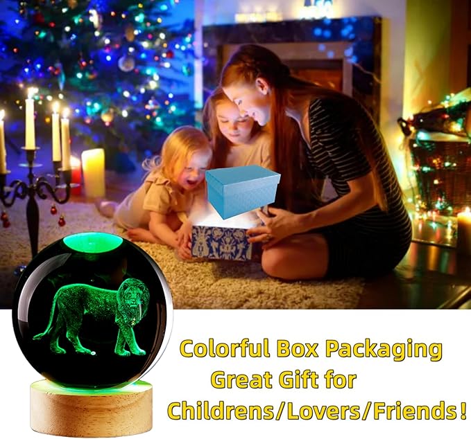 3D Crystal Ball Lamp with Lifelike LED Lion, 16 Color Changing Light, Dimmable - Image 5