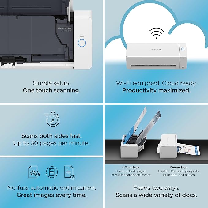 ScanSnap iX1300 Compact Wireless or USB Double-Sided Color Document, Photo & - Image 3