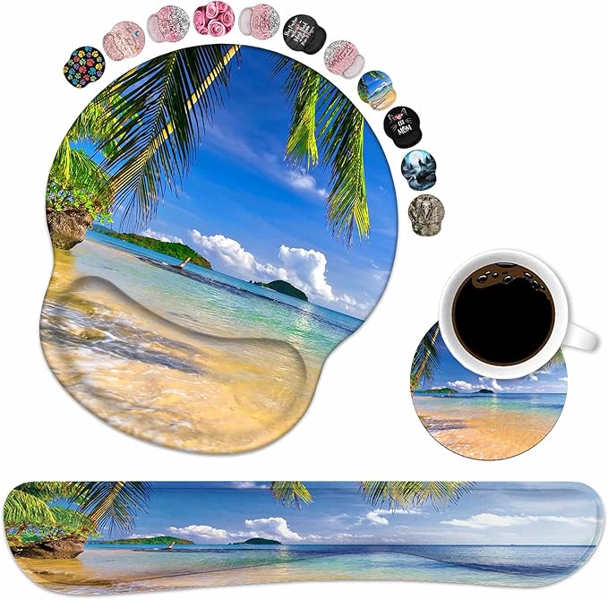 Keyboard Wrist Rest and Mouse Pad Wrist Support Set by Unknown