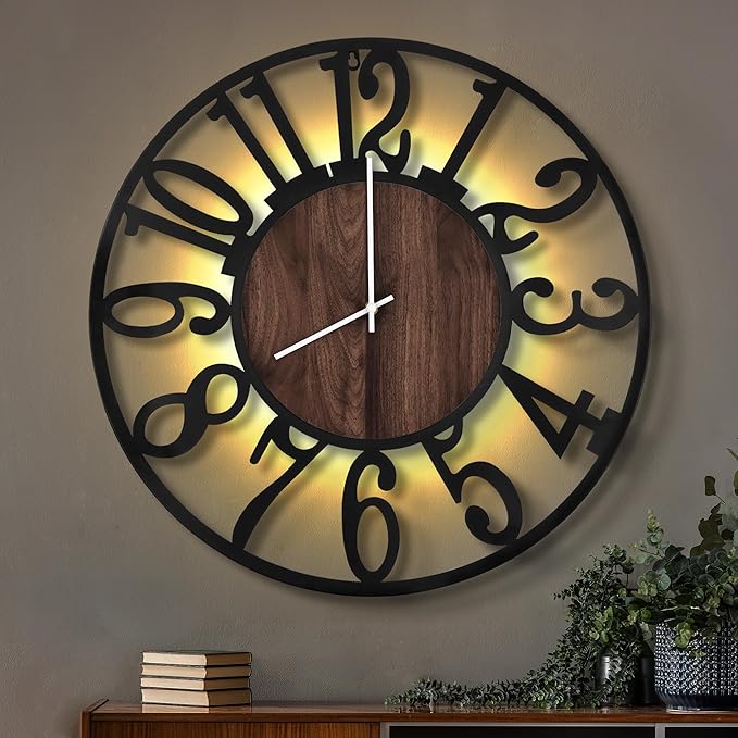 LEIKE Large Wall Clocks with Night Light Battery Operated, Silent Non Ticking by LEIKEWALLCLOCK