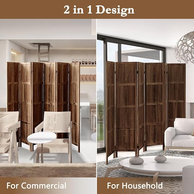 ALeesing 6 Panel Room Divider, 5.6Ft Wood Room Dividers and Folding Privacy - Image 7