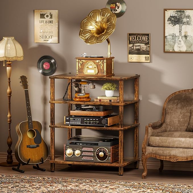 4-Tier AV Media Player Stand, Modern Stereo Cabinet, Wooden TV Stand, Game - Image 7