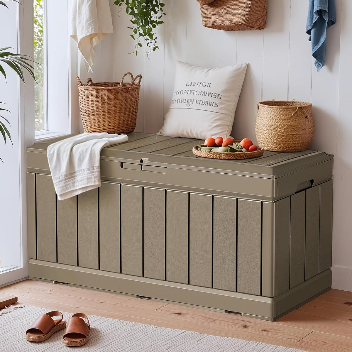 yeshomy storage chest, entryway resin shoe bench with, main product view