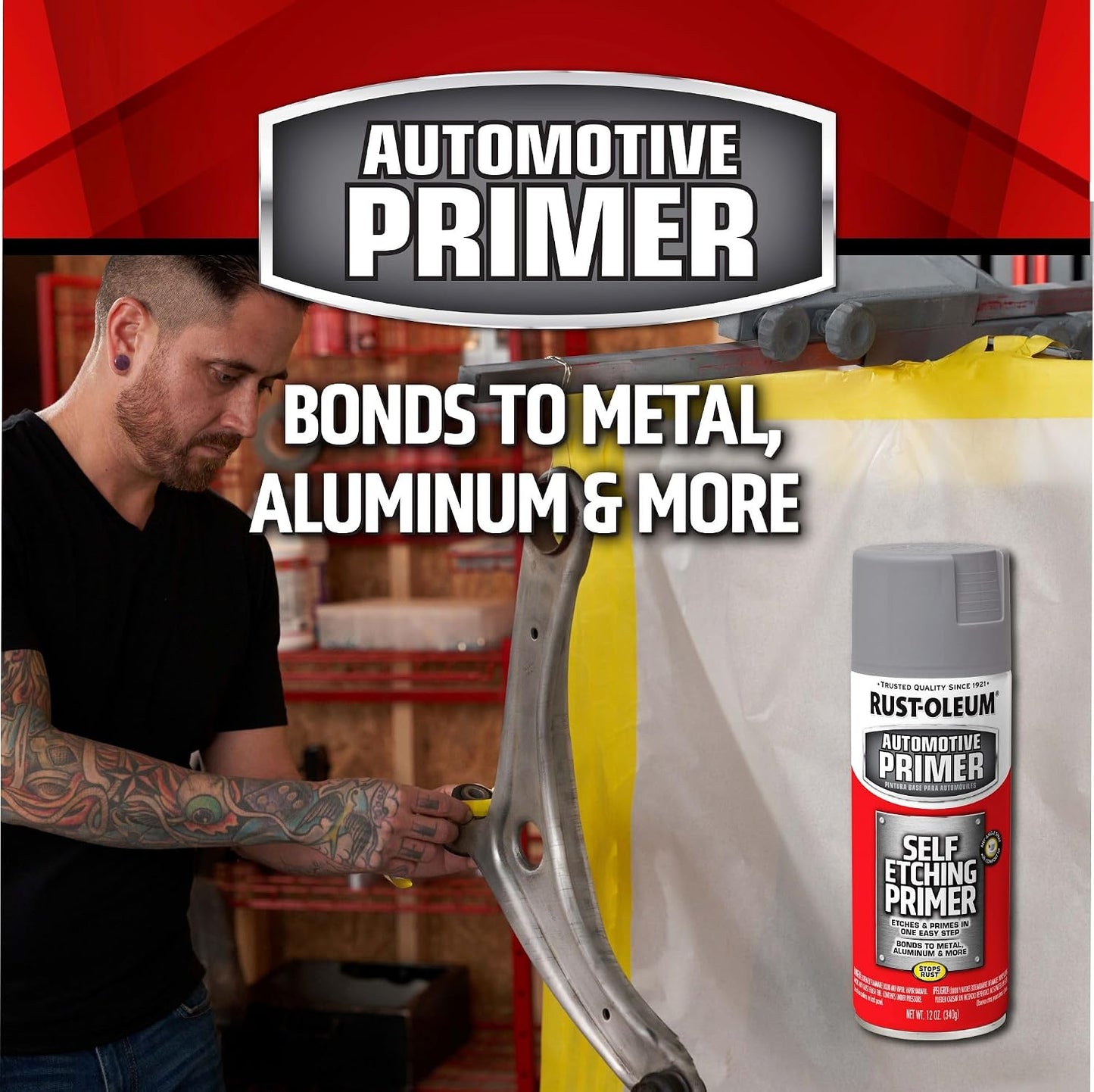 Rust-Oleum 249322 Automotive Self Etching Primer Spray Paint, 12 oz, Dark Green (Pack of 4)