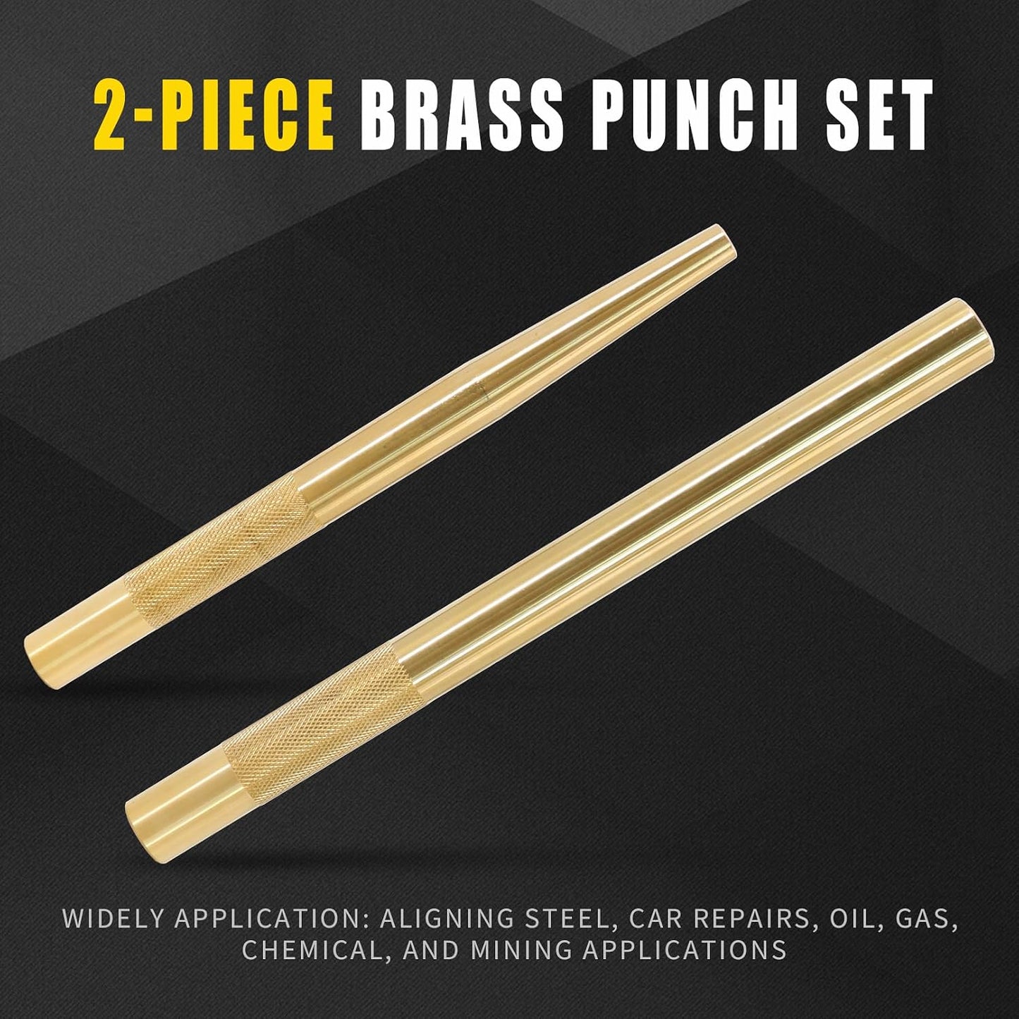 2 Pcs Brass Drift Pin Punch Set Hand Tool Punches 3/8in to 5/8in, 3/4in Mechanic’s Non-Marring Chisel Punches