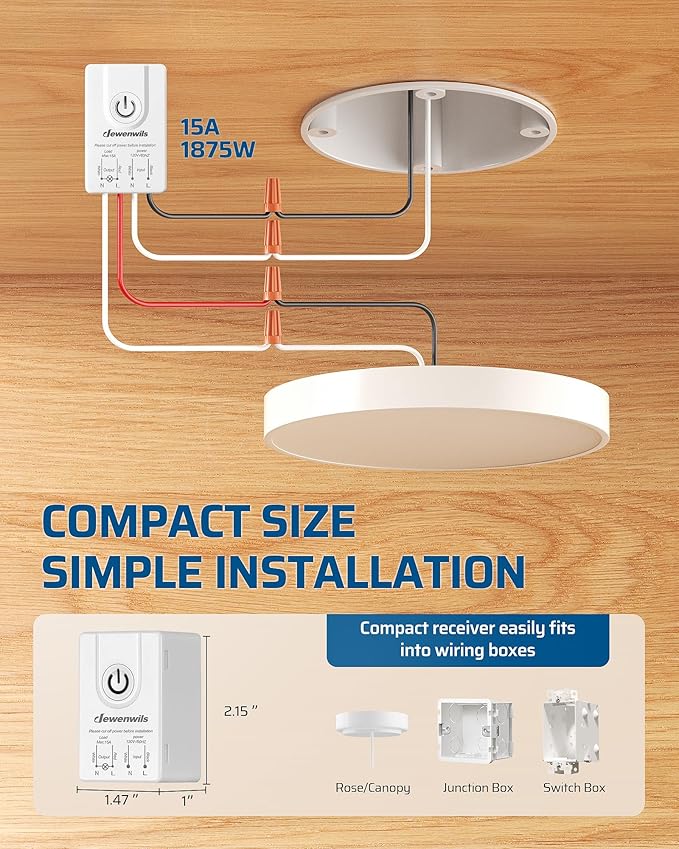 DEWENWILS Wireless Light Switch and Receiver Kit, No Wiring, No Interference - Image 4