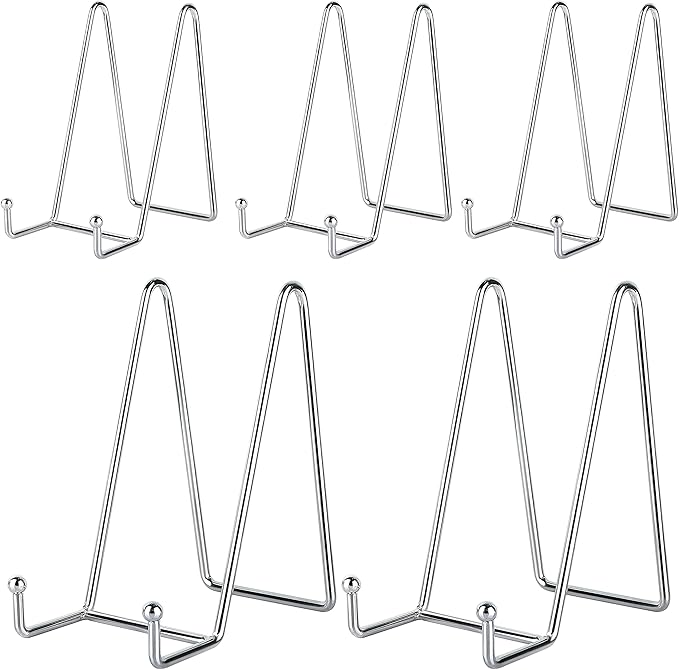 IBosins 5 Pack 6 Inch Plate Holder Display Stands, Metal Silver Frame Stand by IBosins
