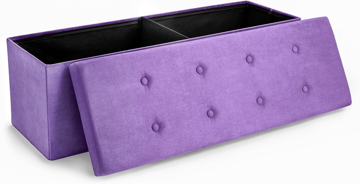 sorbus collapsible storage ottoman bench (purple, 15" d, main product view