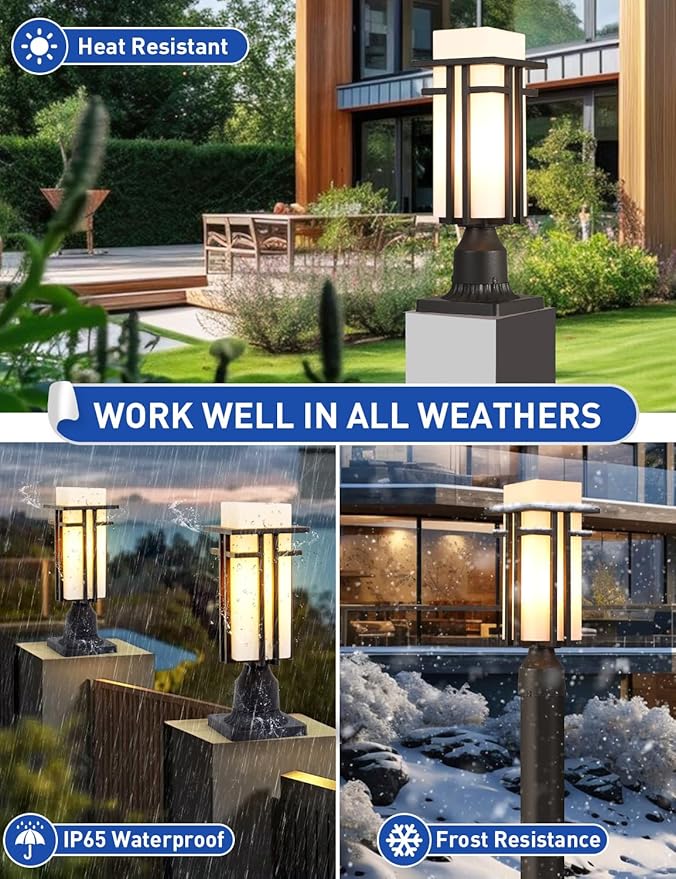 EERU Outdoor Post Lights Waterproof Metal Frame - Image 6