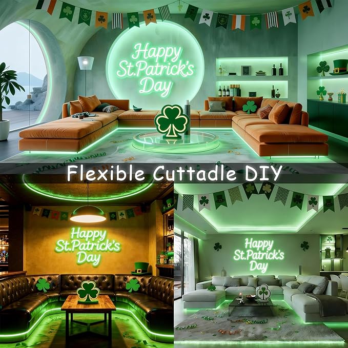 Aalnfe Green Led Lights Strip ST. Patrick's Day Decorations Indoor Rope Lights - Image 5