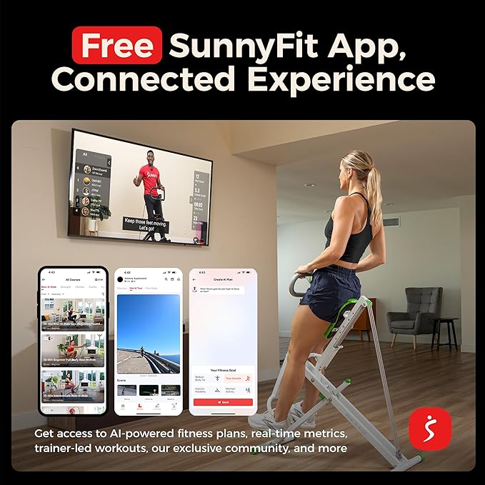 Sunny Health & Fitness Smart Row-N-Ride Glute & Leg Trainer, Foldable Squat - Image 3