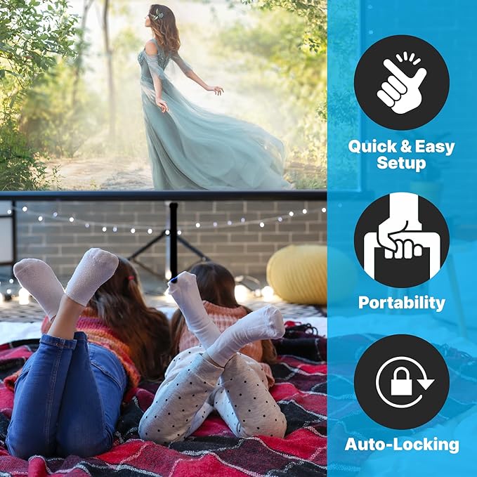 Projector Screen 84" with Floor Standing Portable Fold-Out Roll-Up Tripod Manual - Image 4