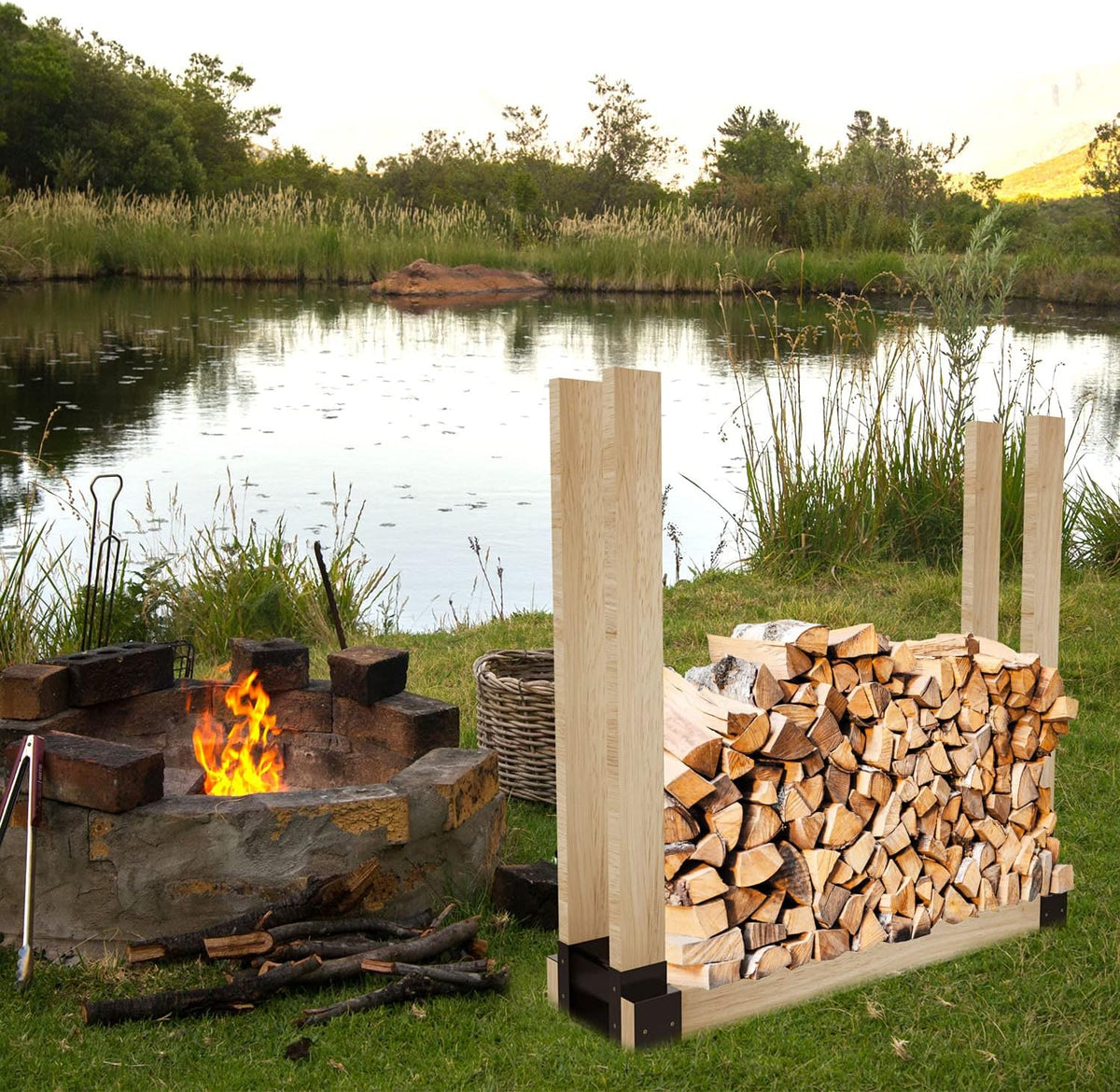 firewood log storage rack bracket, adjustable heavy duty, package contents