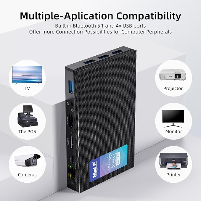MeLE Fanless Mini PC Quieter3Q 11th Gen N5100 8GB 256GB, Micro Computer WiFi 5 - Image 3
