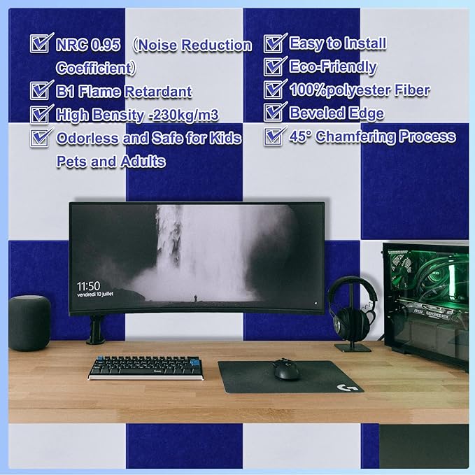 18 Pack Acoustic Panels12"X12"X0.4"Sound Proof Panels - Image 5