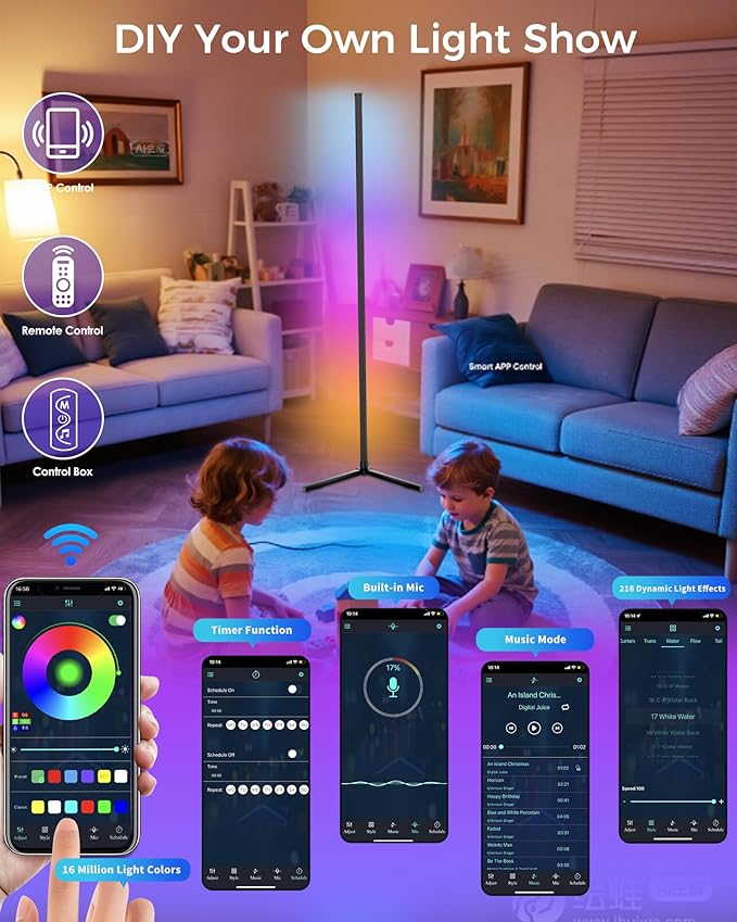 boostool LED Corner Lamp, 216 Dynamic Light Effects and Music Sync - Image 4