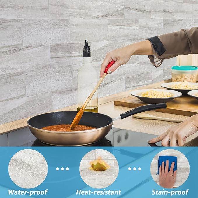 Art3d 102-Piece Faux Stone Peel and Stick Backsplash Tile, Waterproof Thick PVC - Image 2