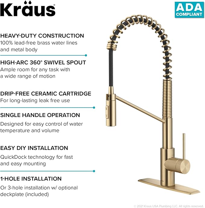 KRAUS Oletto Commercial Style Single Handle Pull Down Kitchen Faucet - Image 14