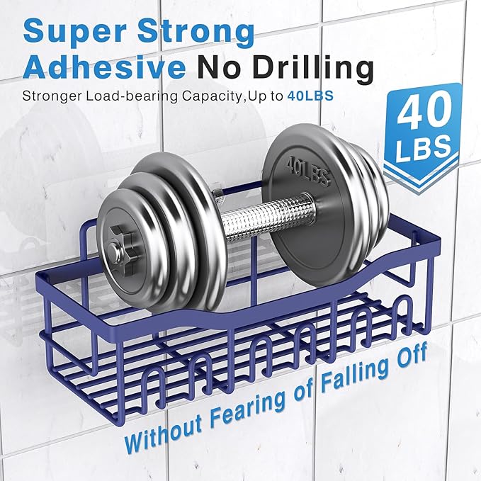 EUDELE 5-Pack Rustproof Stainless Steel Shower Caddy – No Drill Adhesive - Image 4