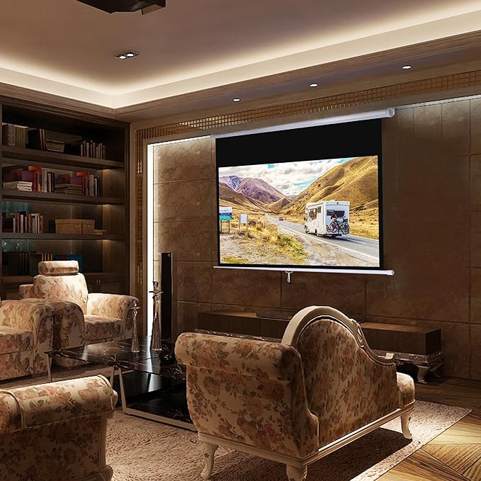 Instahibit 72" 16:9 Manual Pull Down Projector Screen 4K Self-Locking Home - Image 2