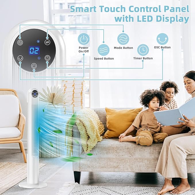 GOFLAME Tower Fan with Remote Control, LED Control Panel and 12H Timer - Image 5
