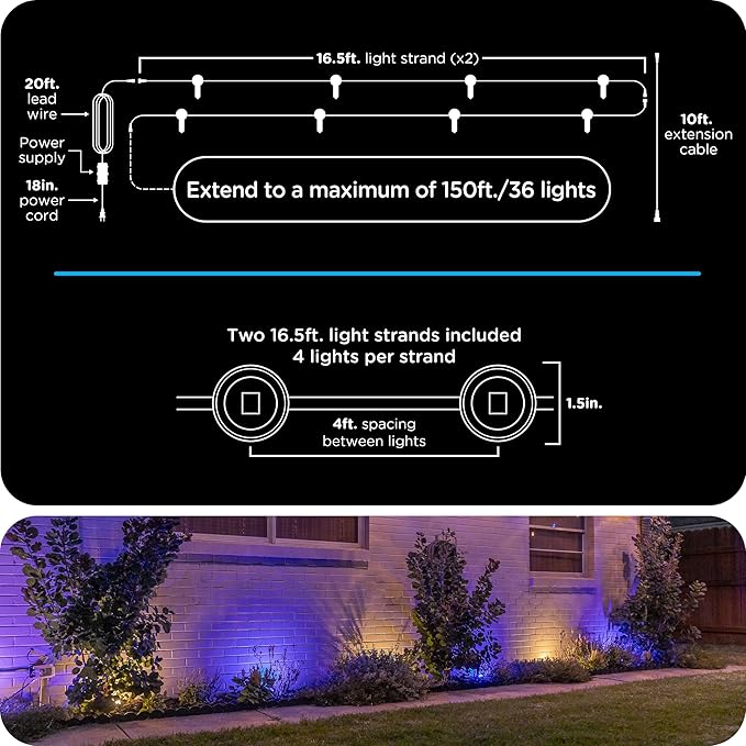 Enbrighten Vibe Eternity Landscape Lights, 8 RGBWIC LEDs, Weatherproof - Image 8