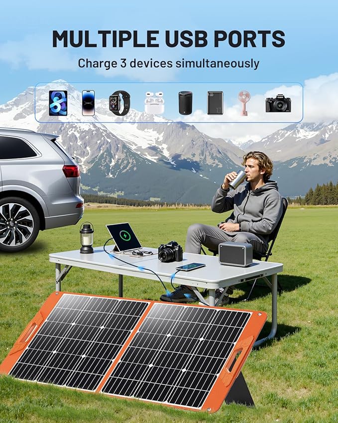 100W Portable Solar Panel for Power Station, 19.8V Foldable Solar Charger - Image 5