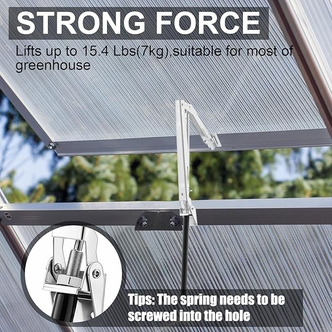 Amylove 2 Pcs Single Spring Automatic Roof Vent Opener Greenhouse Accessories - Image 5