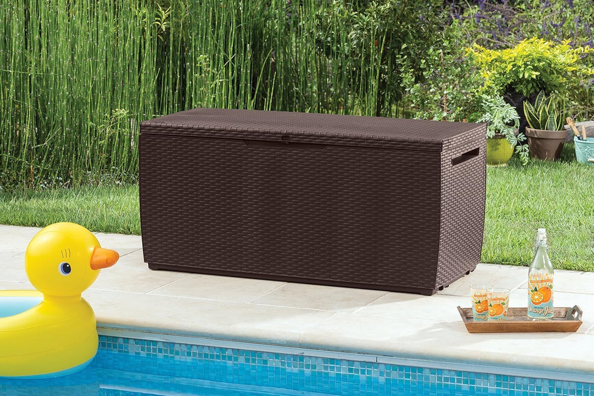 keter capri – outdoor storage chest, capacity 305l, front angle view