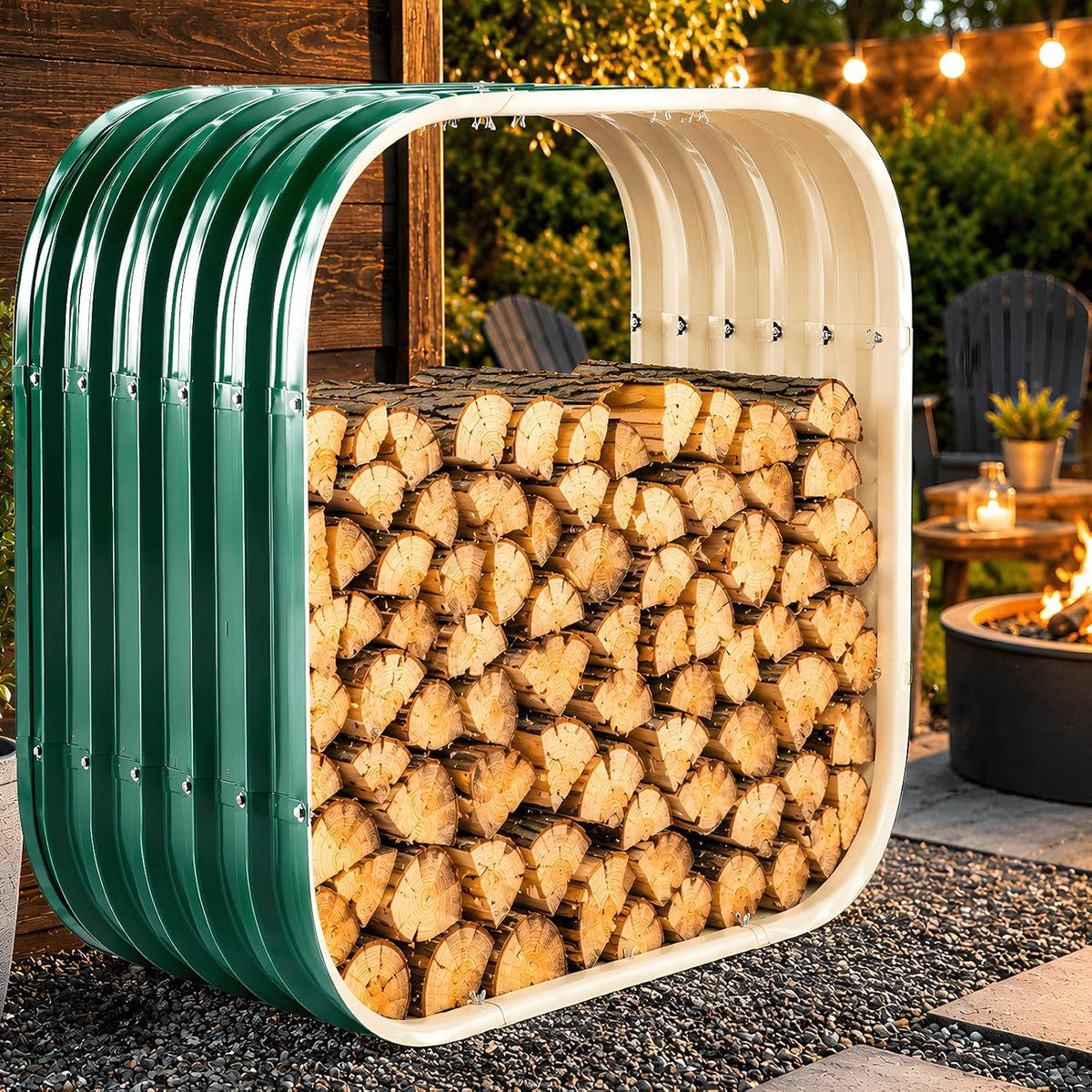 27in firewood rack outdoor indoor, 300lbs capacity,waterproof heavy, main product view