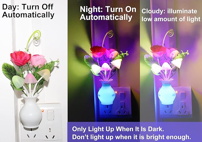 AUSAYE 1Pack Plug in LED Night Light Auto Dusk to Dawn Sensor, 0.5W Energy - Image 4