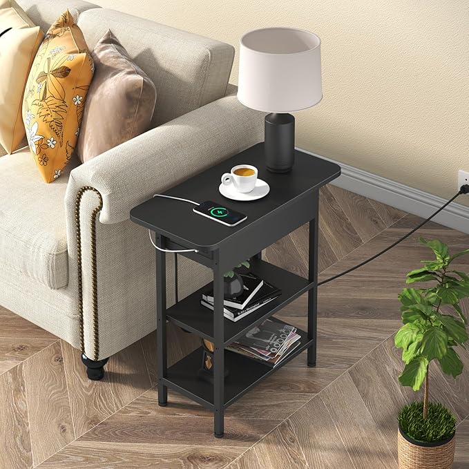 LIDYUK End Table with Charging Station, Nightstands Set of 2 - Image 2