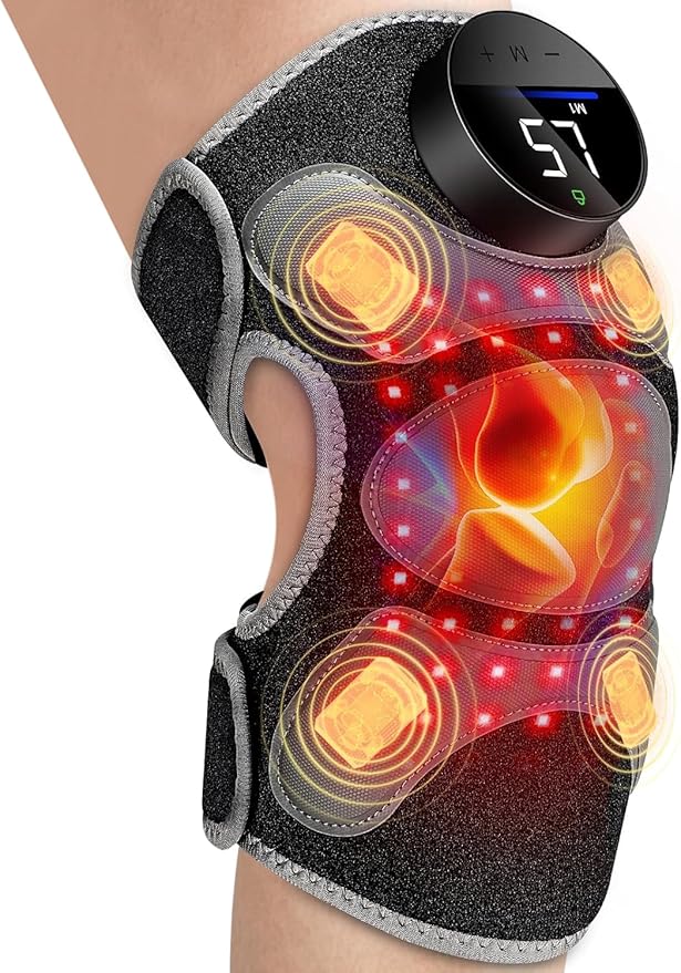 Upgrade 4 Massage Area Knee Brace & Red Light Therapy by HALIDODO