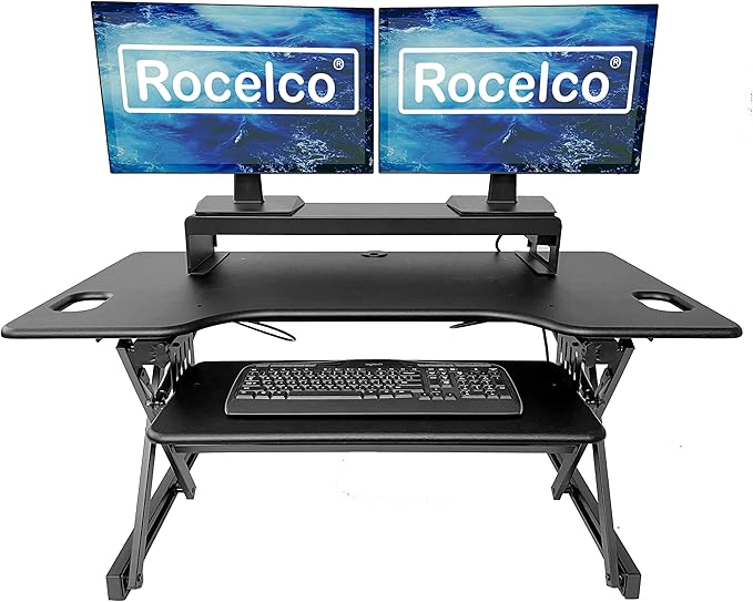 Rocelco 46" Large Height Adjustable Standing Desk Converter - Image 2