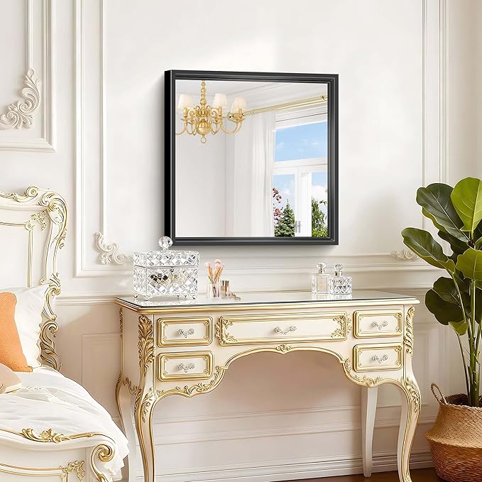 24x24 Square Black Mirror, Bathroom Mirrors - Image 4