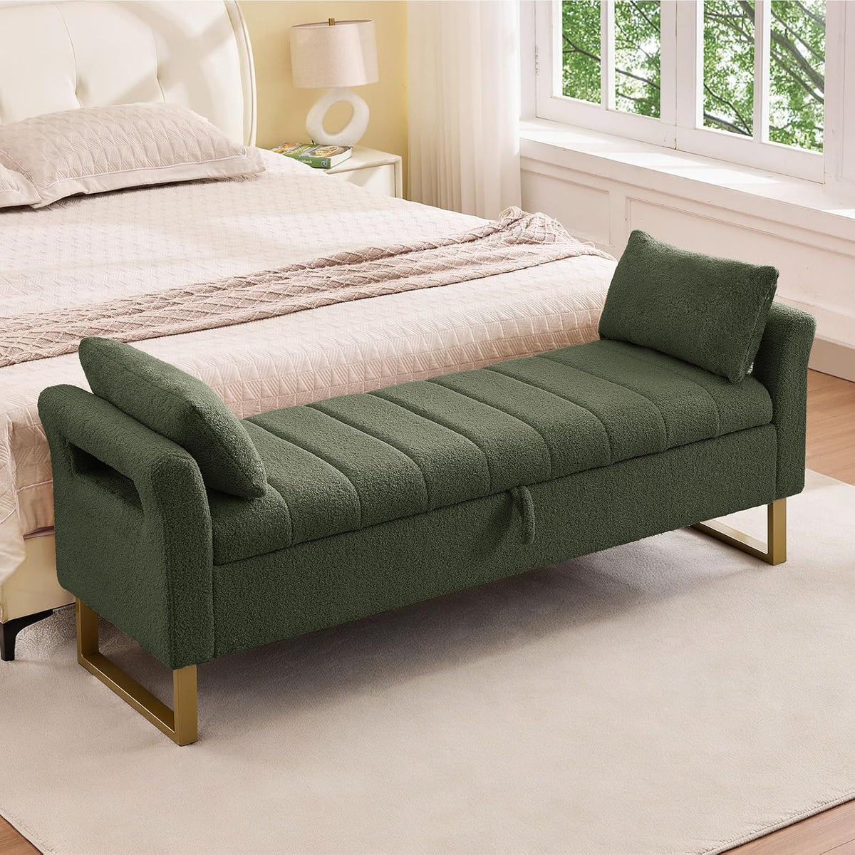 66" storage bench for bedroom upholstered end of, main product view
