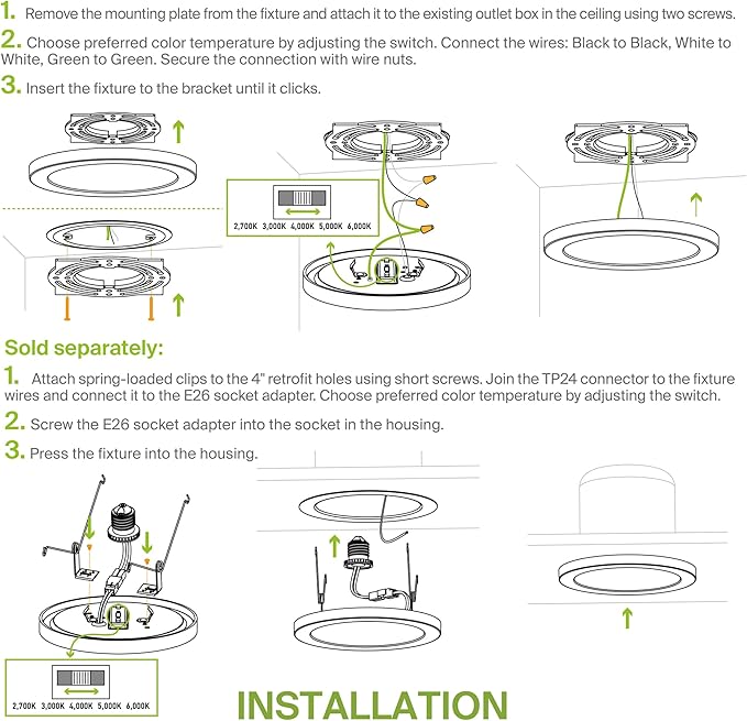 ASD LED 7" Round Flush Mount Ceiling Light Fixture, Low Profile Surface - Image 9