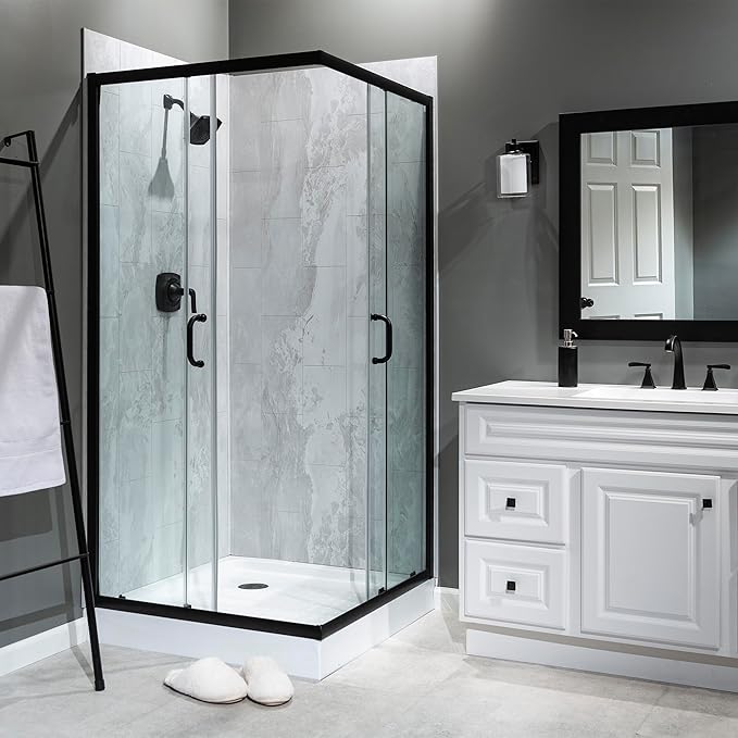 Palisade 78in x 36in x 36in Waterproof Vinyl Corner Shower Surround Kit - Image 3