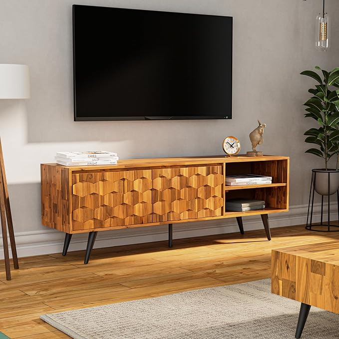 Bme Georgina Solid Wood, 10 Minutes Assembly Entertainment Center - Image 6