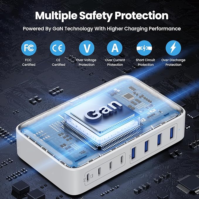 USB C Charger 200W USB C Charger Block, Upgraded GaN III 8-Port Fast Charging - Image 4