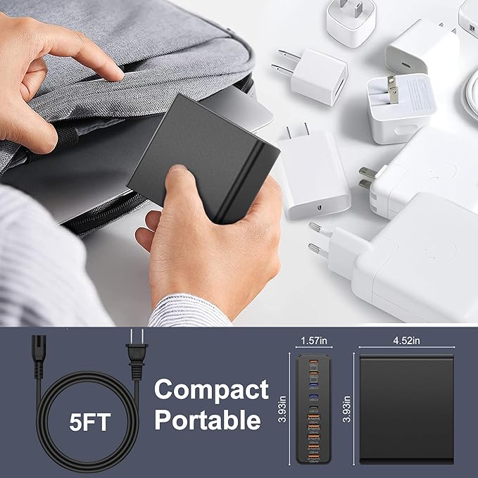 420W USB C Charger Block, 10-Port Charging Station GaN Fast Charging Type C & - Image 6
