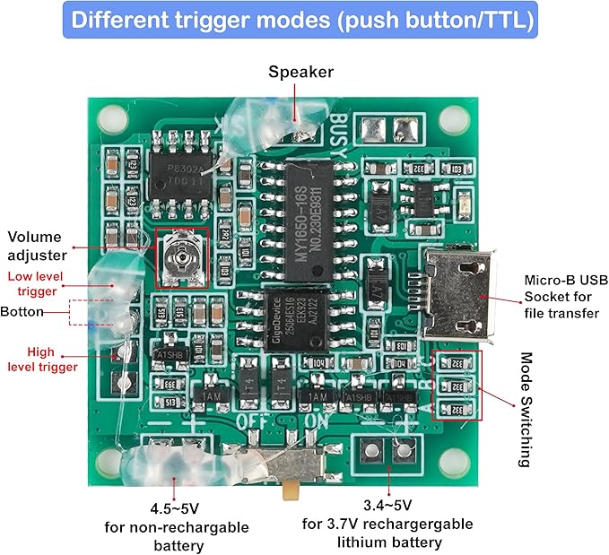 Geekstory Recordable Sound Module 8M Button Control Music Voice Chip - Image 2