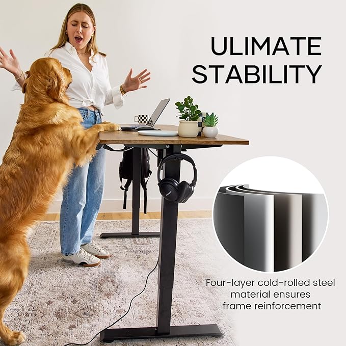 Veken 55 Inch, Height Adjustable Sit Stand Up, Wood Desktop, Work Home Office - Image 8