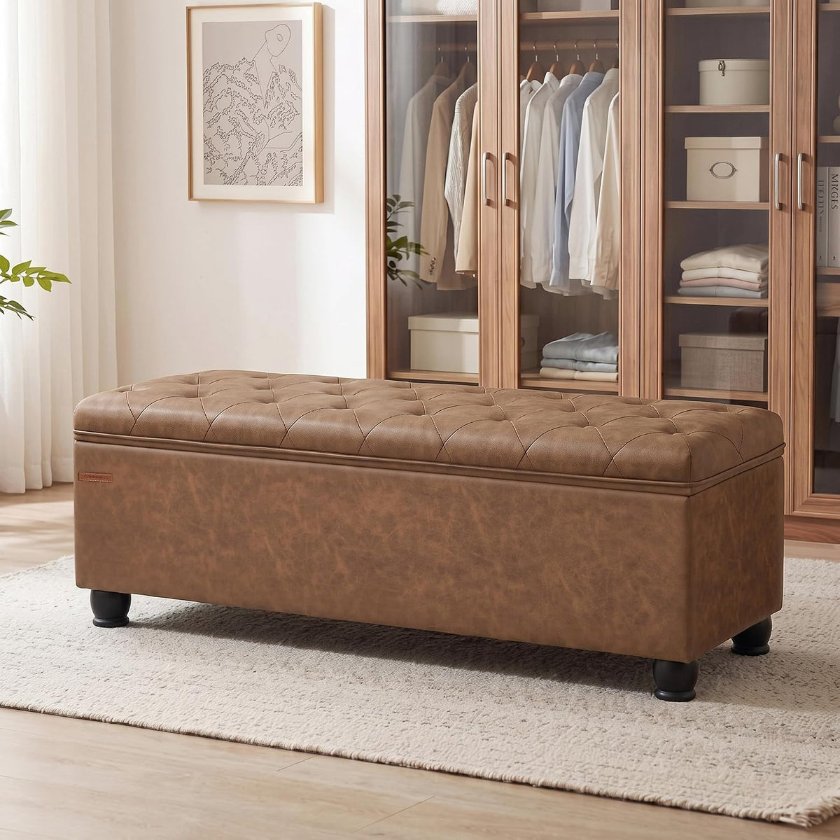songmics storage ottoman, 46.5 inches long bed end, main product view