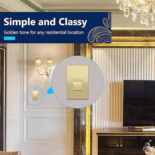 LIDER Brushed Gold Minimalist Design Decorator Switch - Image 5